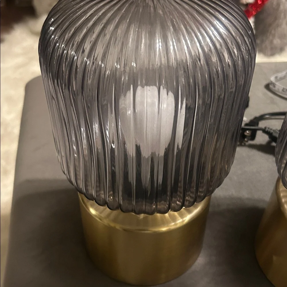 IKEA Gray and Gold Accent Lamps